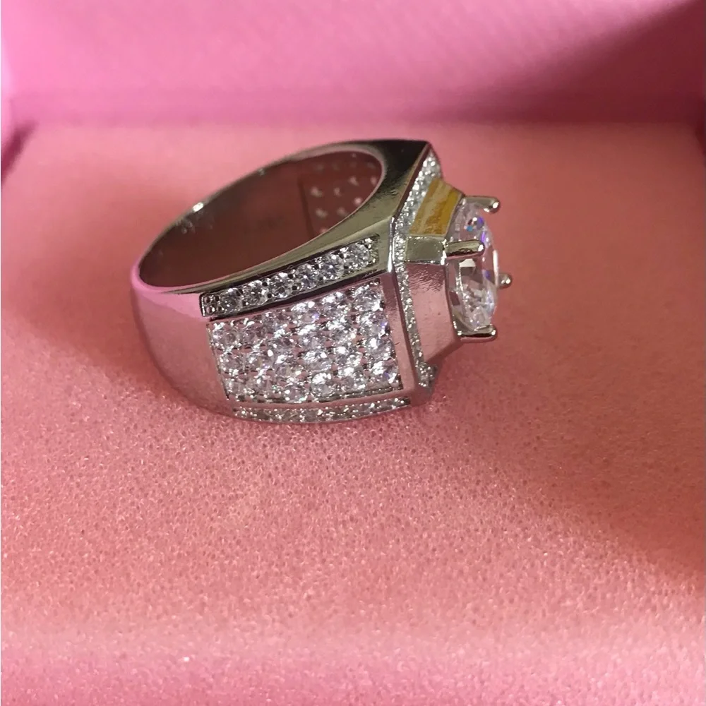 Sterling Silver Cubic Zirconia Halo Statement Ring